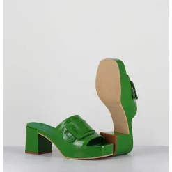 Mules A Plateforme Petit Talon Vernis Vert - 11532 Vetro Mela