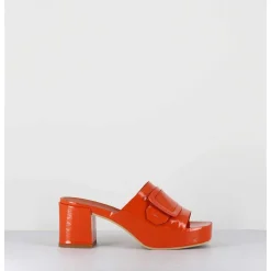 Mules A Plateforme Petit Talon Vernis Orange - 11532 Vetro Orange