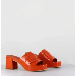 Mules A Plateforme Petit Talon Vernis Orange - 11532 Vetro Orange