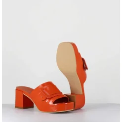 Mules A Plateforme Petit Talon Vernis Orange - 11532 Vetro Orange