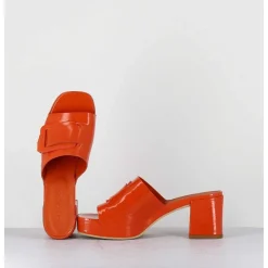 Mules A Plateforme Petit Talon Vernis Orange - 11532 Vetro Orange