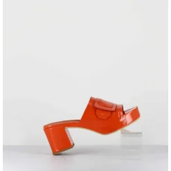 Mules A Plateforme Petit Talon Vernis Orange - 11532 Vetro Orange