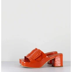 Mules A Plateforme Petit Talon Vernis Orange - 11532 Vetro Orange