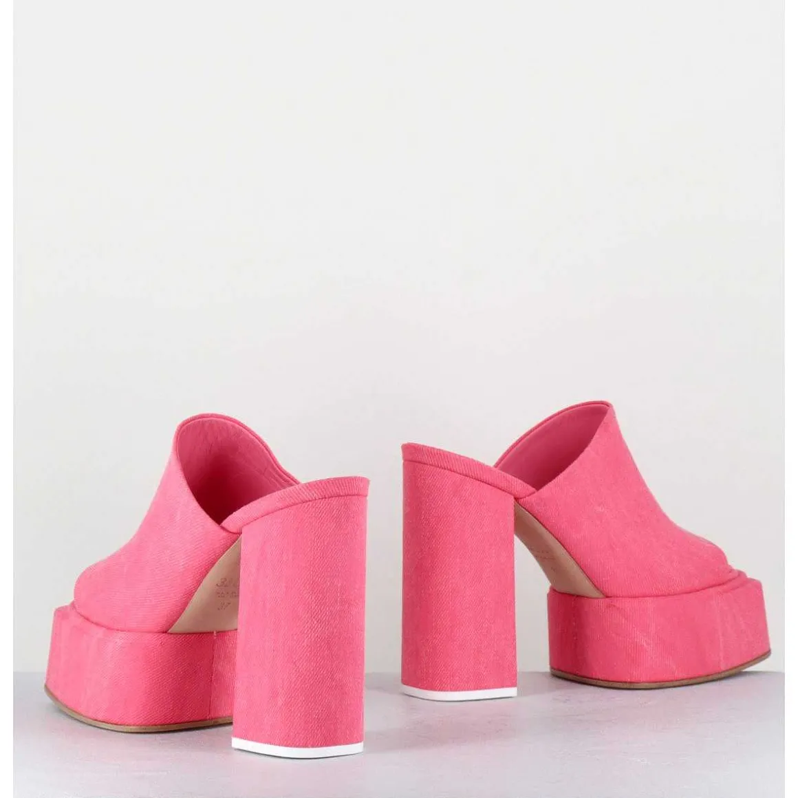 Mules A Plateforme Talon Haut En Jean Rose - Sue Jeans Candy