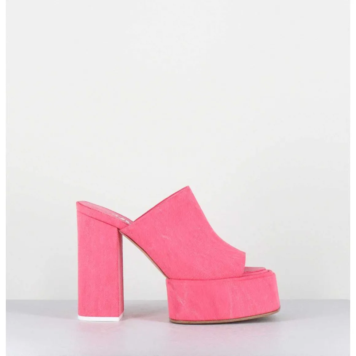 Mules A Plateforme Talon Haut En Jean Rose - Sue Jeans Candy