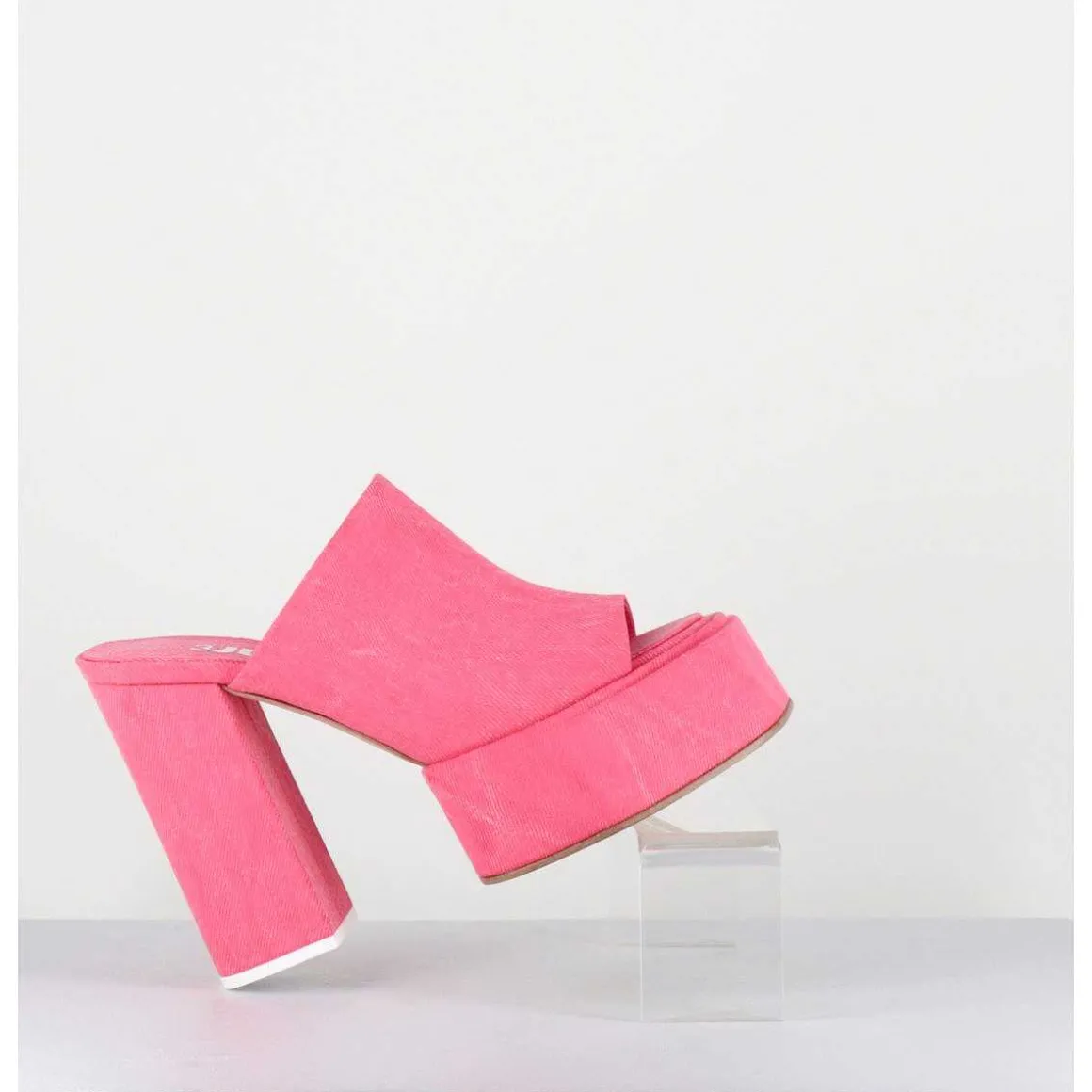 Mules A Plateforme Talon Haut En Jean Rose - Sue Jeans Candy