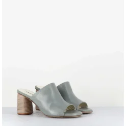 Mules A Talon En Cuir Gris - Maya02 Buffy Cloud