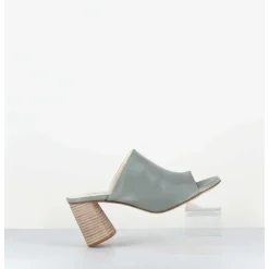 Mules A Talon En Cuir Gris - Maya02 Buffy Cloud