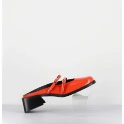 Mules Babies En Cuir Vernis Orange - Andie Orange Patent