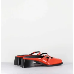 Mules Babies En Cuir Vernis Orange - Andie Orange Patent