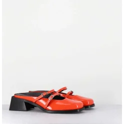 Mules Babies En Cuir Vernis Orange - Andie Orange Patent
