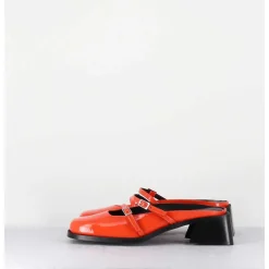 Mules Babies En Cuir Vernis Orange - Andie Orange Patent