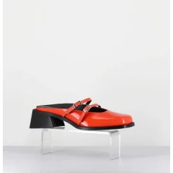 Mules Babies En Cuir Vernis Orange - Andie Orange Patent