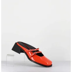 Mules Babies En Cuir Vernis Orange - Andie Orange Patent