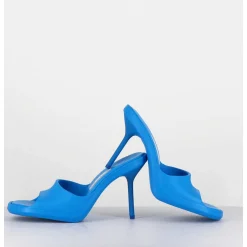 Mules Barbie En Gomme Bleu & Talon Stiletto - Ida Blue Sandals