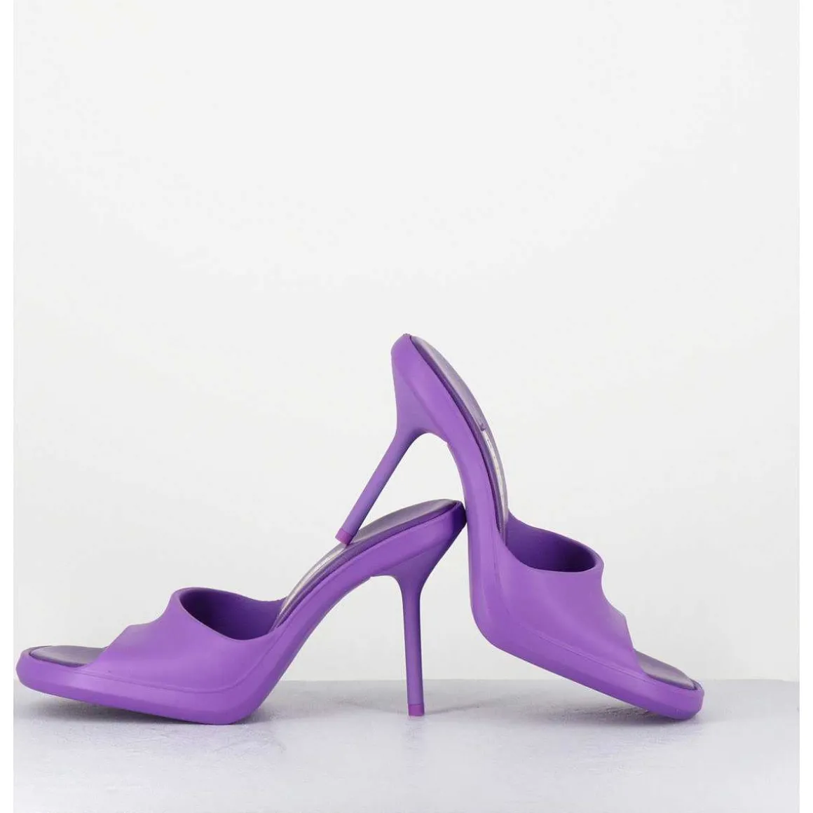 Mules Barbie En Gomme Violette & Talon Stiletto - Ida Purple Sandals