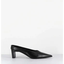 Mules Bout Pointu Petit Talon En Cuir Noir - Mulp Black Cowhide