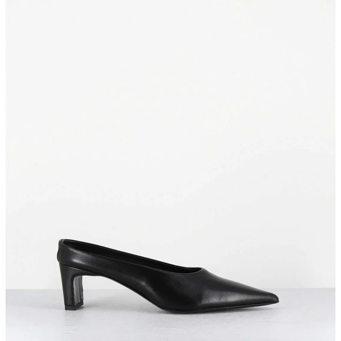 Mules Bout Pointu Petit Talon En Cuir Noir - Mulp Black Cowhide