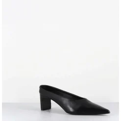 Mules Bout Pointu Petit Talon En Cuir Noir - Mulp Black Cowhide