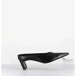 Mules Bout Pointu Petit Talon En Cuir Noir - Mulp Black Cowhide