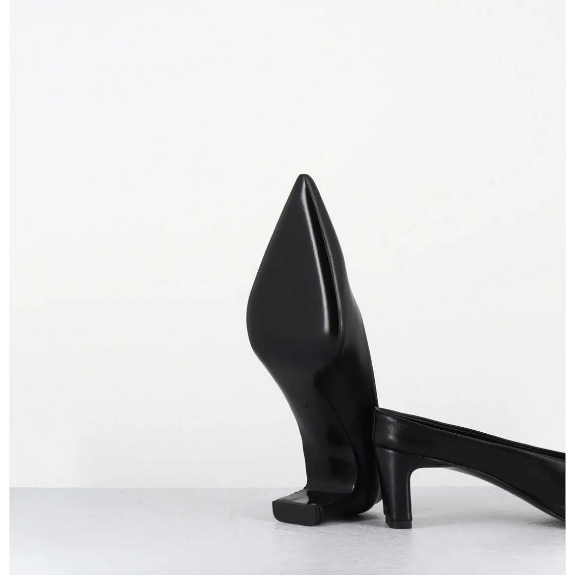 Mules Bout Pointu Petit Talon En Cuir Noir - Mulp Black Cowhide
