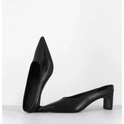 Mules Bout Pointu Petit Talon En Cuir Noir - Mulp Black Cowhide