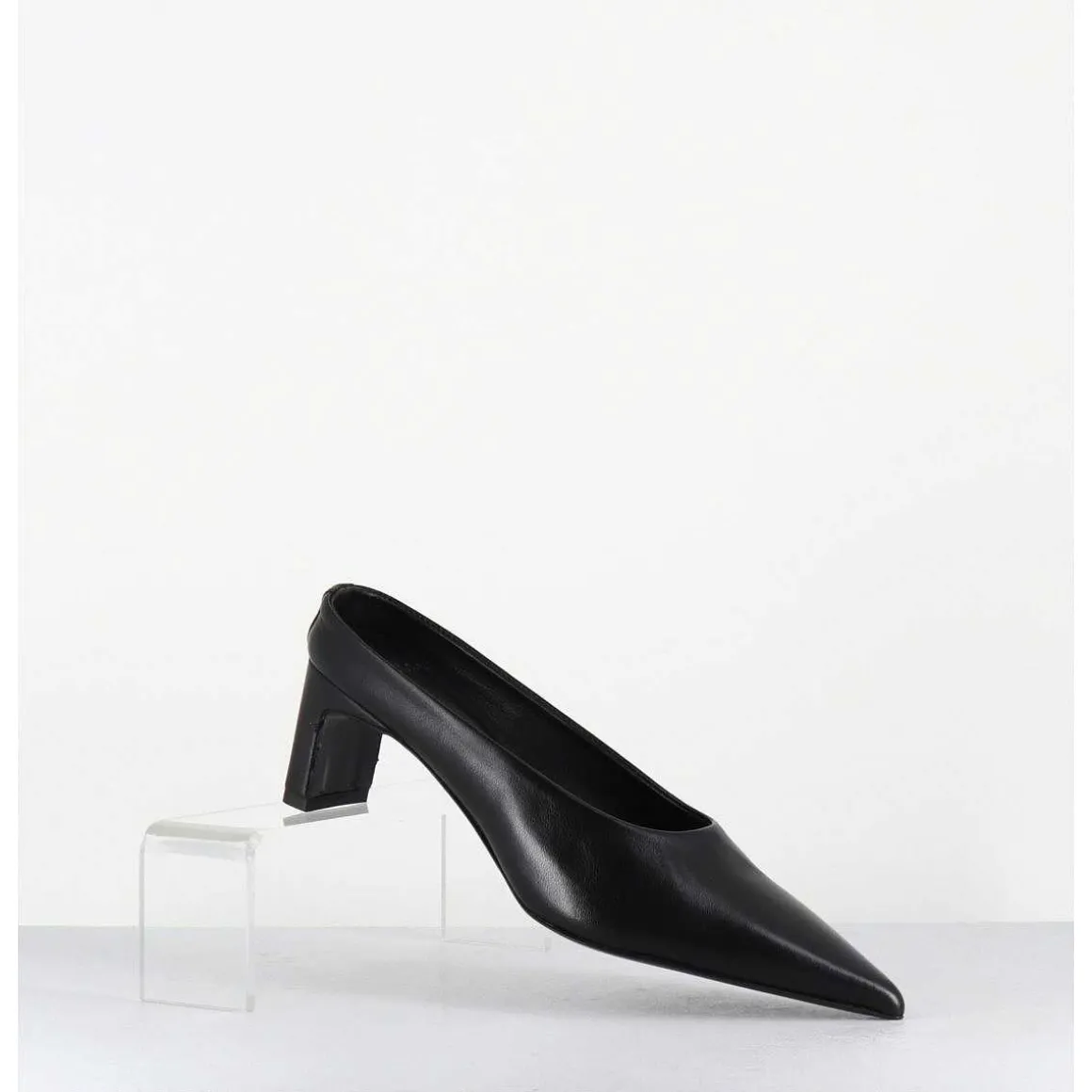Mules Bout Pointu Petit Talon En Cuir Noir - Mulp Black Cowhide