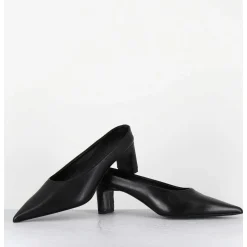 Mules Bout Pointu Petit Talon En Cuir Noir - Mulp Black Cowhide