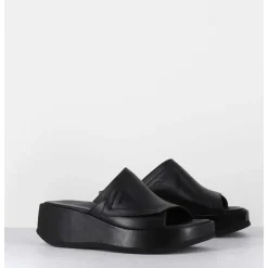 Mules Compensees Asymetriques En Cuir Noir - Galau1 Buffy Nero