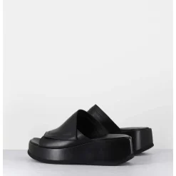 Mules Compensees Asymetriques En Cuir Noir - Galau1 Buffy Nero