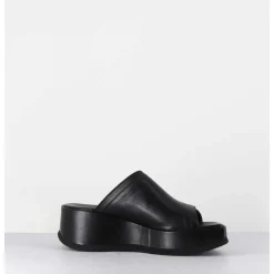 Mules Compensees Asymetriques En Cuir Noir - Galau1 Buffy Nero