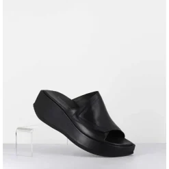 Mules Compensees Asymetriques En Cuir Noir - Galau1 Buffy Nero