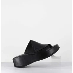 Mules Compensees Asymetriques En Cuir Noir - Galau1 Buffy Nero