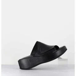 Mules Compensees Asymetriques En Cuir Noir - Galau1 Buffy Nero