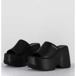 Mules Compensees En Cuir Noir 90S - 1C6764D Travel Black