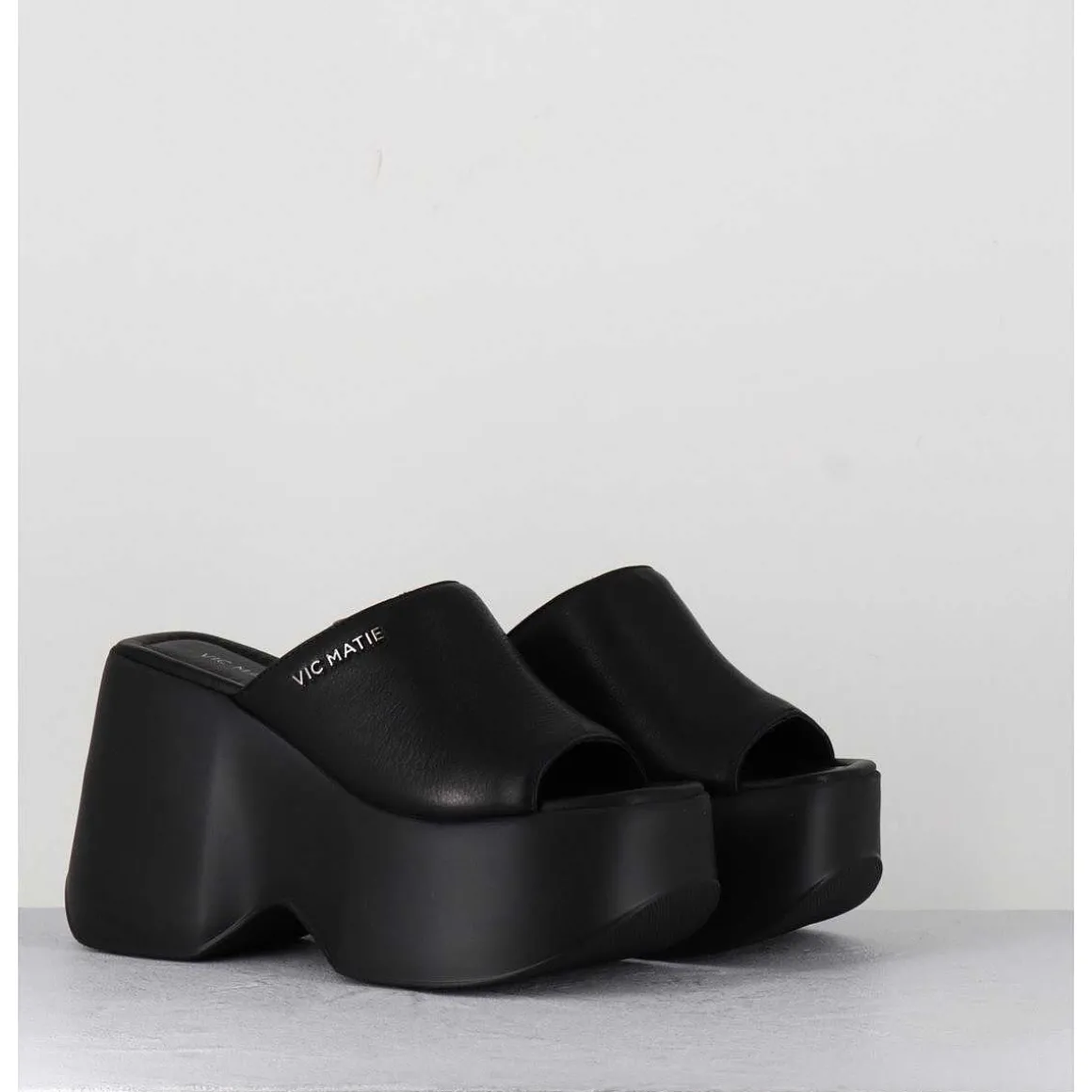 Mules Compensees En Cuir Noir 90S - 1C6764D Travel Black