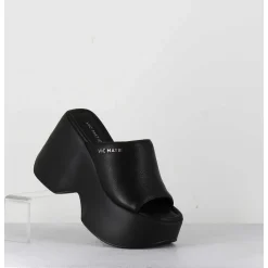 Mules Compensees En Cuir Noir 90S - 1C6764D Travel Black