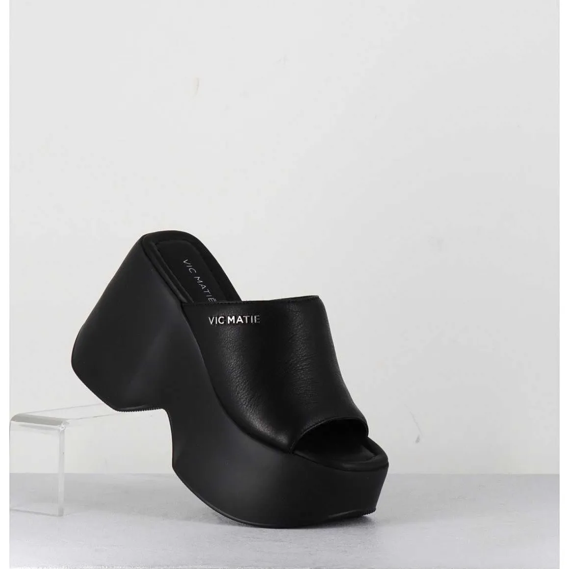 Mules Compensees En Cuir Noir 90S - 1C6764D Travel Black