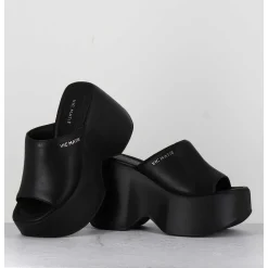 Mules Compensees En Cuir Noir 90S - 1C6764D Travel Black