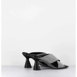 Mules Cuir Noir & Perles - Liza Var Nero