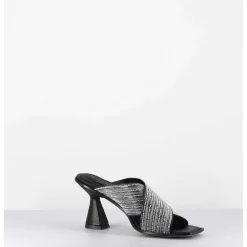 Mules Cuir Noir & Perles - Liza Var Nero