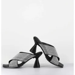 Mules Cuir Noir & Perles - Liza Var Nero