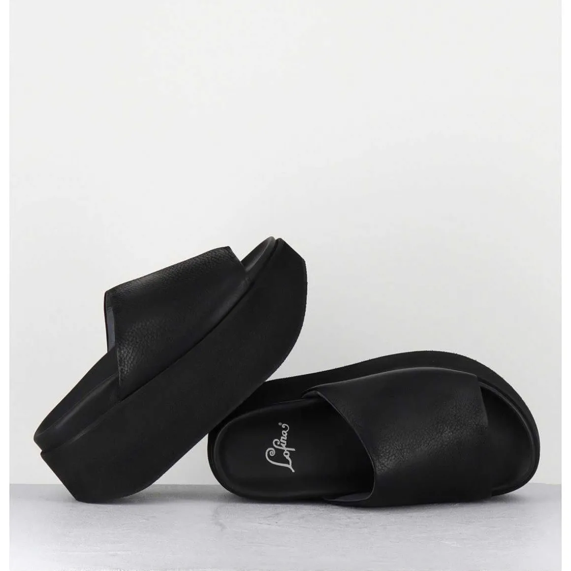 Mules Cuir Noir Semelle Bloc Legere Esprit Japonais - 3300 Gas Nero