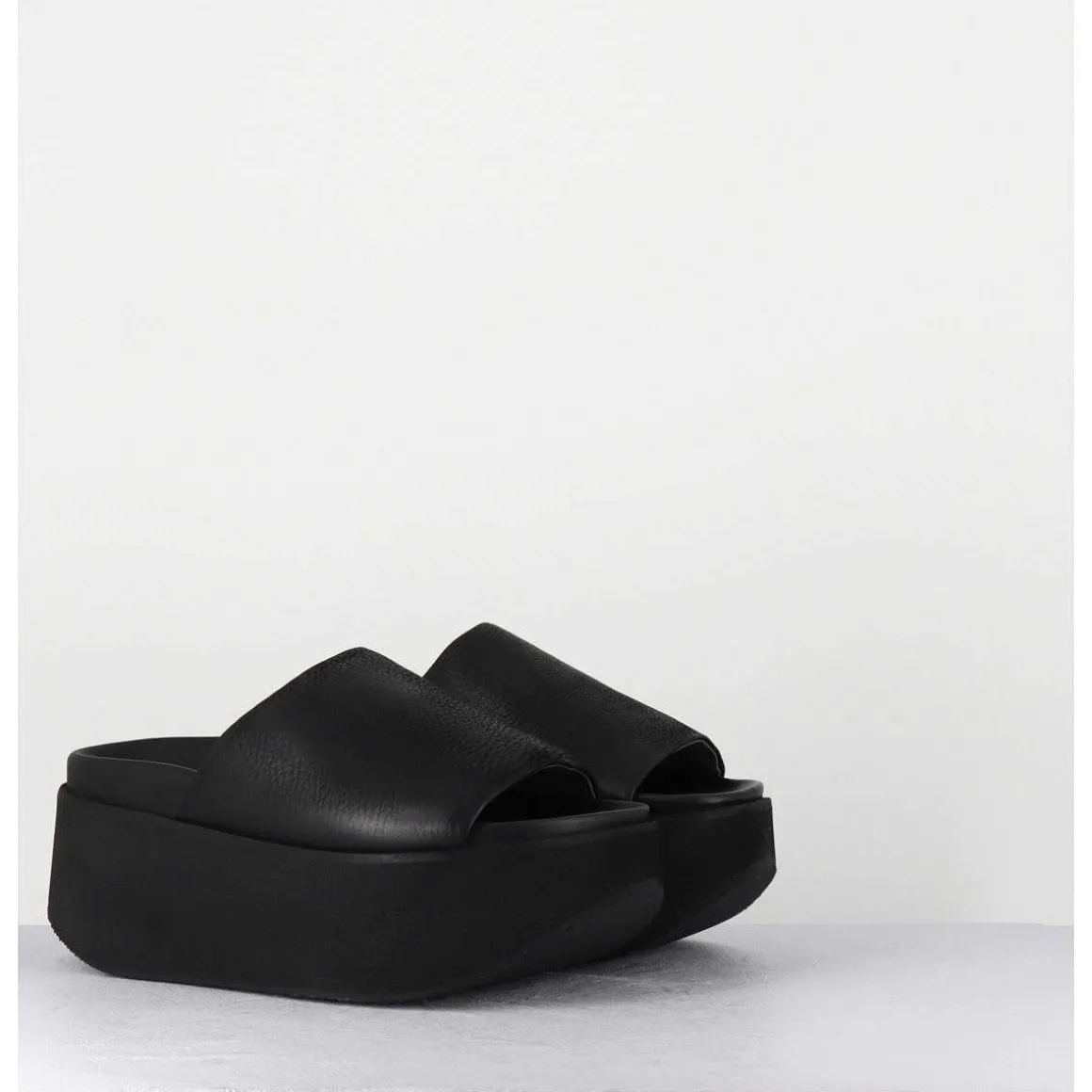 Mules Cuir Noir Semelle Bloc Legere Esprit Japonais - 3300 Gas Nero
