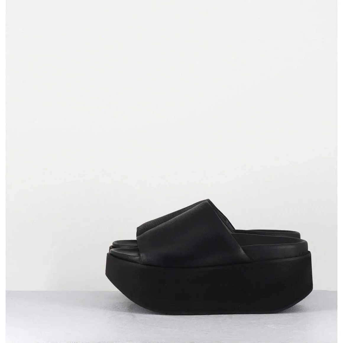 Mules Cuir Noir Semelle Bloc Legere Esprit Japonais - 3300 Gas Nero