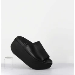 Mules Cuir Noir Semelle Bloc Legere Esprit Japonais - 3300 Gas Nero