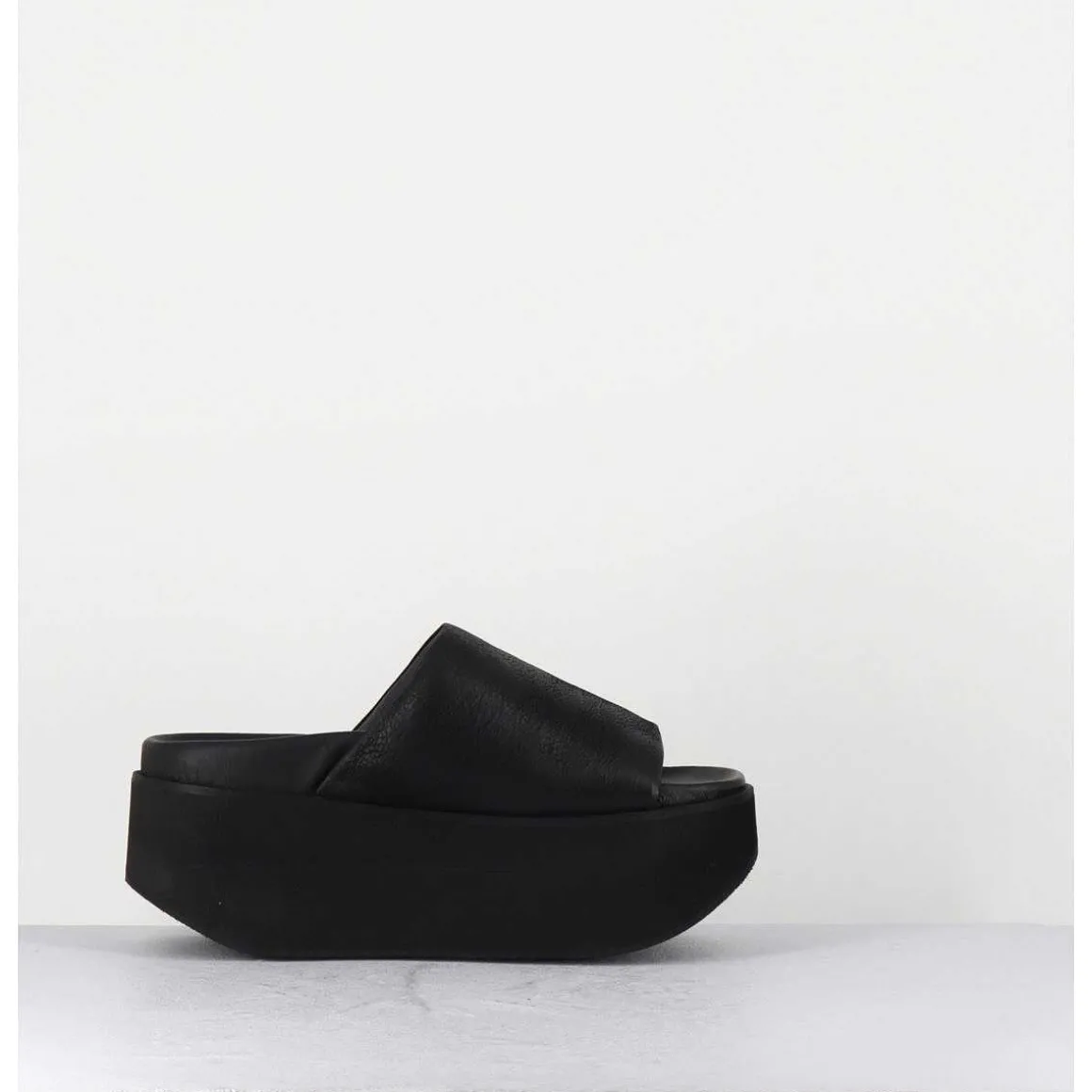 Mules Cuir Noir Semelle Bloc Legere Esprit Japonais - 3300 Gas Nero