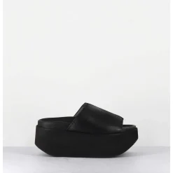 Mules Cuir Noir Semelle Bloc Legere Esprit Japonais - 3300 Gas Nero