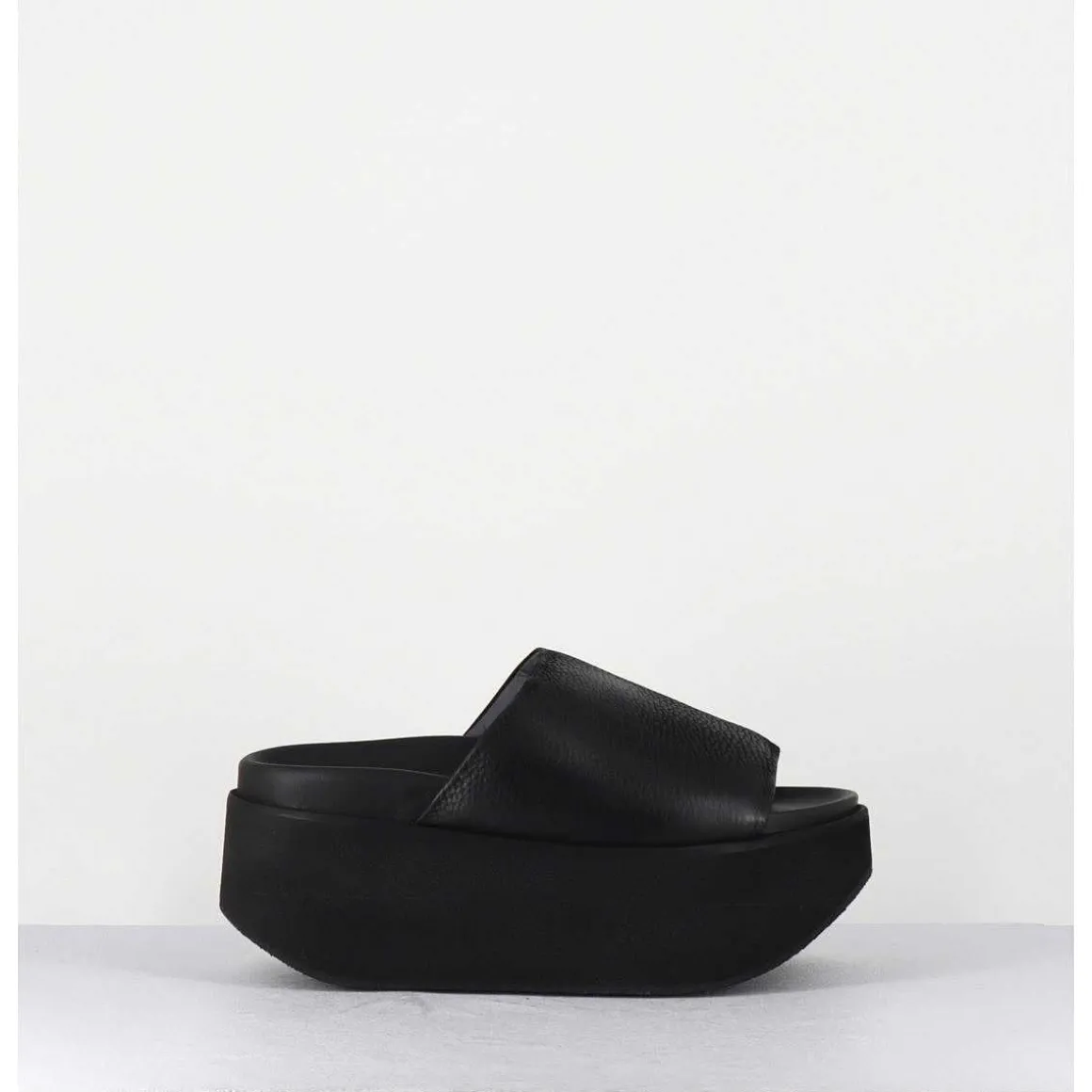Mules Cuir Noir Semelle Bloc Legere Esprit Japonais - 3300 Gas Nero