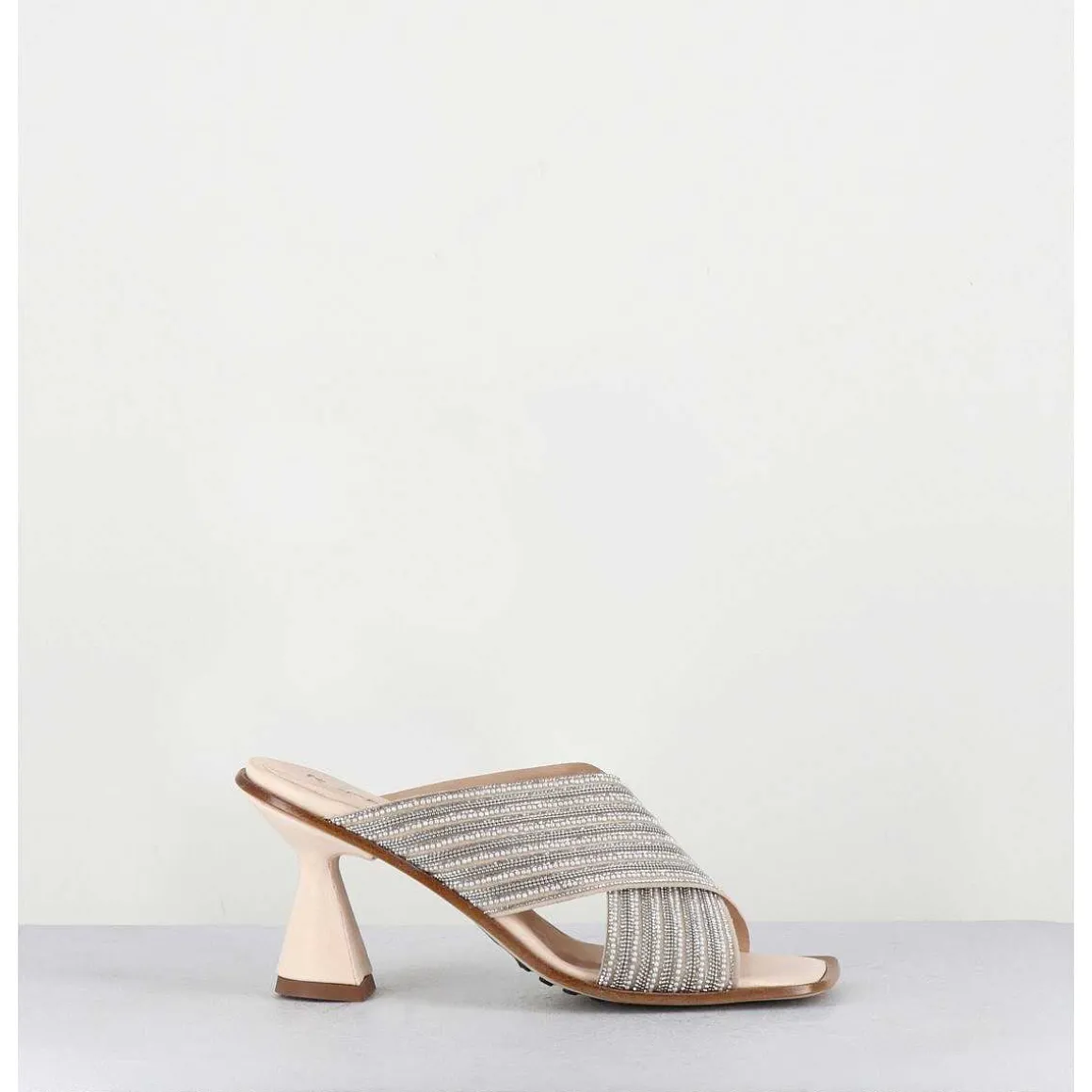 Mules Cuir Nude & Perles - Lizau Var Argento